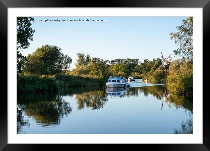 Boating on the Norfolk Broads Framed Mounted Print by Christopher Keeley