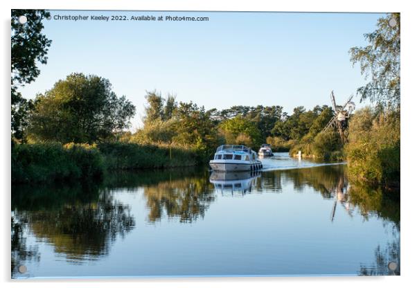 Boating on the Norfolk Broads Acrylic by Christopher Keeley
