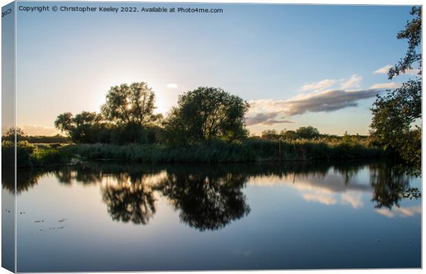Dusk reflections on Norfolk Broads Canvas Print by Christopher Keeley