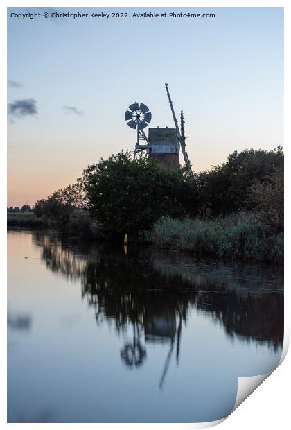 Dusk in the Norfolk Broads Print by Christopher Keeley