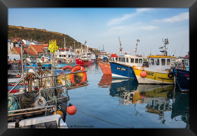 Fishing boats in Scarborough Harbour Framed Print by Martin Williams
