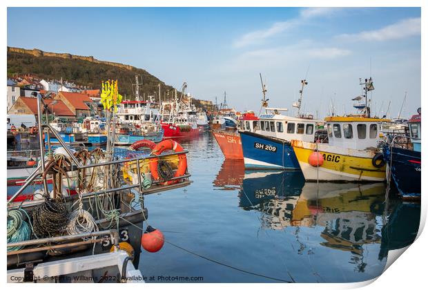 Fishing boats in Scarborough Harbour Print by Martin Williams