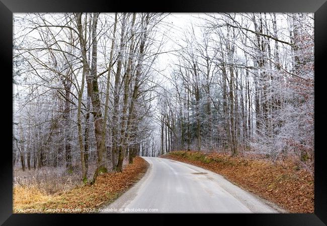 Winter road in Czech countryside Framed Print by Sergey Fedoskin