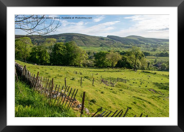 Rolling green fields in the Peak District Framed Mounted Print by Christopher Keeley