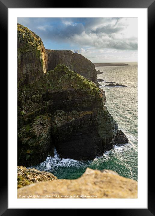 North Wales cliffs on the sea Framed Mounted Print by Jakub Eter