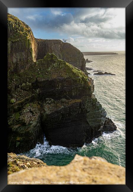 North Wales cliffs on the sea Framed Print by Jakub Eter