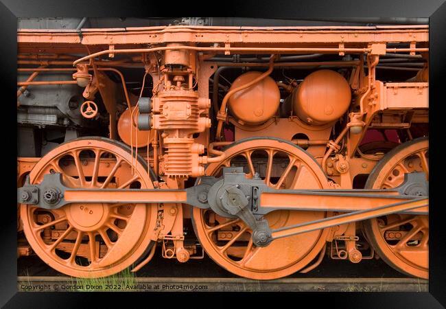 Brightly painted close up of a locomotive Framed Print by Gordon Dixon