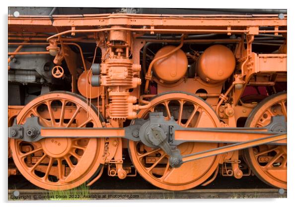 Brightly painted close up of a locomotive Acrylic by Gordon Dixon