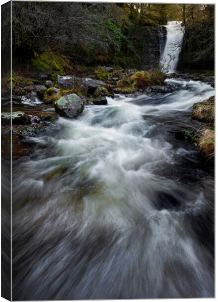 Fast moving water at Blaen y Glyn Canvas Print by Leighton Collins
