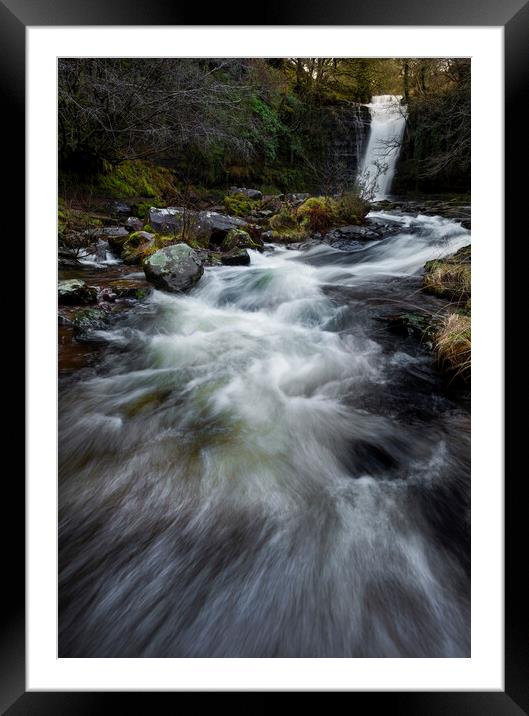 Fast moving water at Blaen y Glyn Framed Mounted Print by Leighton Collins