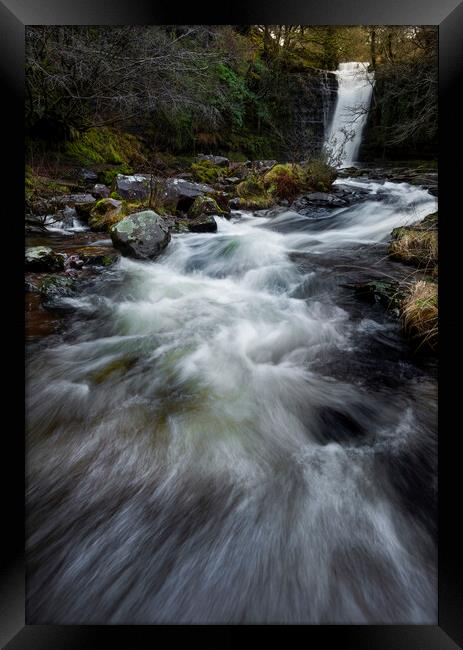 Fast moving water at Blaen y Glyn Framed Print by Leighton Collins