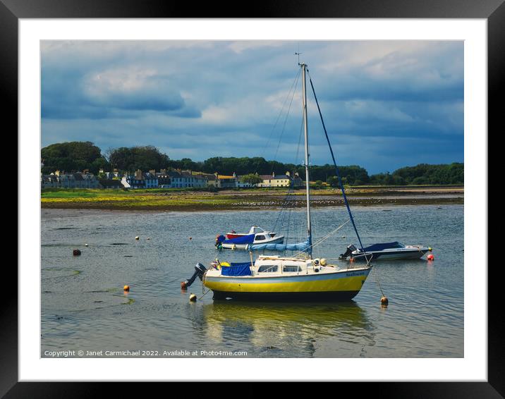Yachts in Garlieston Harbour Framed Mounted Print by Janet Carmichael