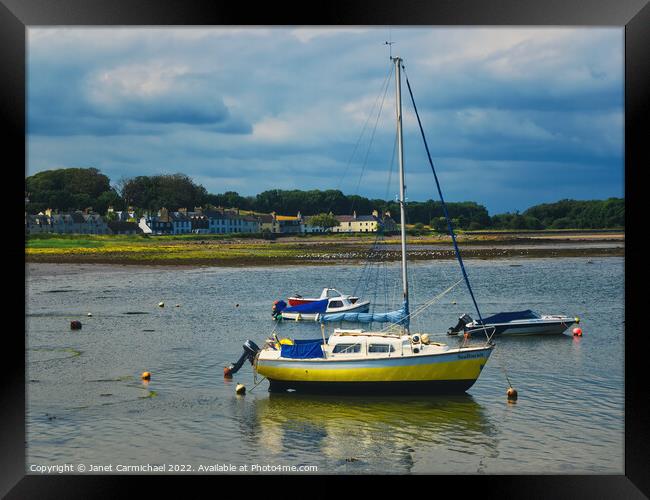 Yachts in Garlieston Harbour Framed Print by Janet Carmichael