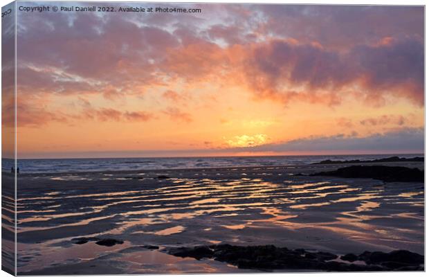 Sunset at Bude Canvas Print by Paul Daniell