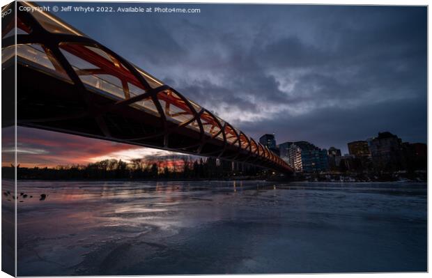 Peace Bridge on cold morning Canvas Print by Jeff Whyte