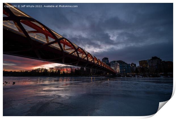 Peace Bridge on cold morning Print by Jeff Whyte