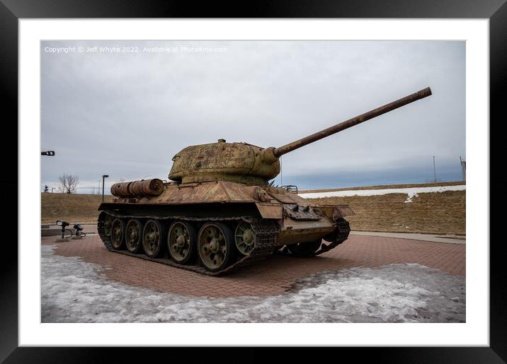 T-34 Soviet Tank Framed Mounted Print by Jeff Whyte