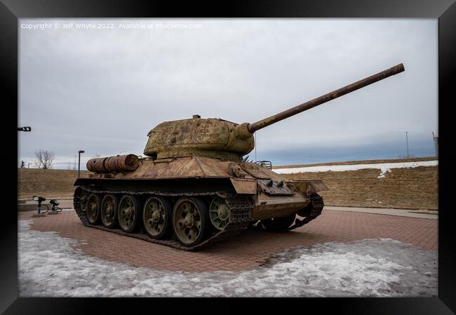 T-34 Soviet Tank Framed Print by Jeff Whyte