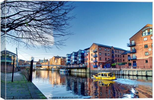 Leeds Water Taxi Canvas Print by Alison Chambers