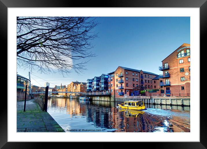 Leeds Water Taxi Framed Mounted Print by Alison Chambers