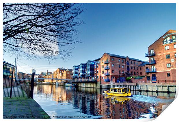 Leeds Water Taxi Print by Alison Chambers