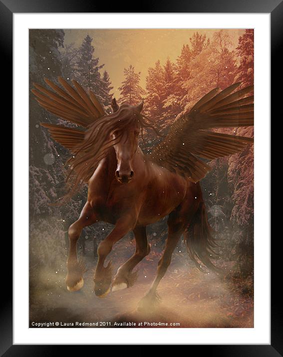 Pegasus brown Framed Mounted Print by Laura Dawnsky