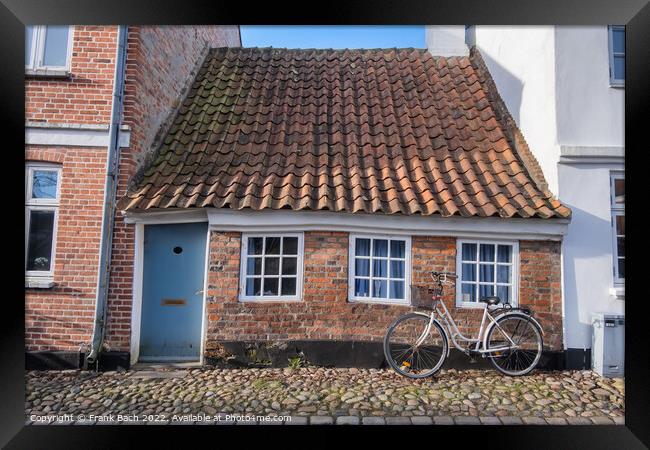 Cobbled streets in the old medieval city Ribe, Denmark Framed Print by Frank Bach