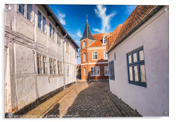 Cobbled streets in the old medieval city Ribe, Denmark Acrylic by Frank Bach