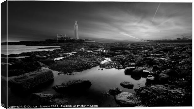 St Mary's Lighthouse MONO Canvas Print by Duncan Spence