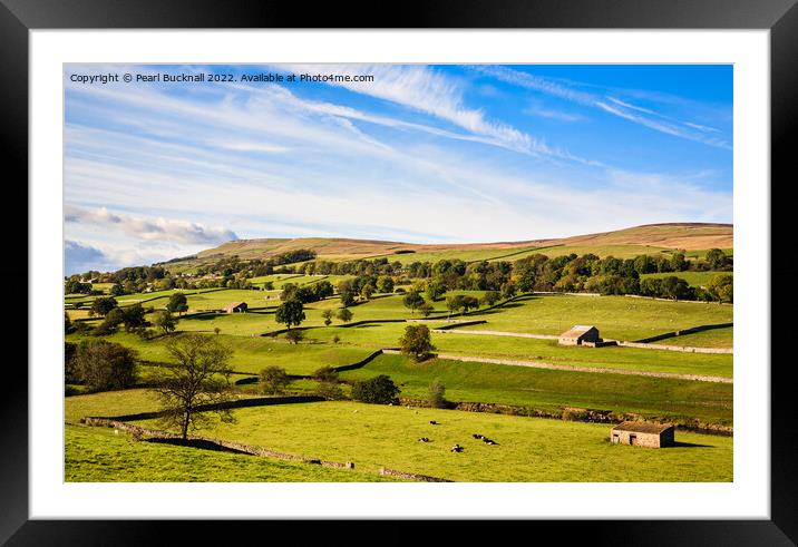 English Country Landscape Wenslydale Yorkshire Framed Mounted Print by Pearl Bucknall