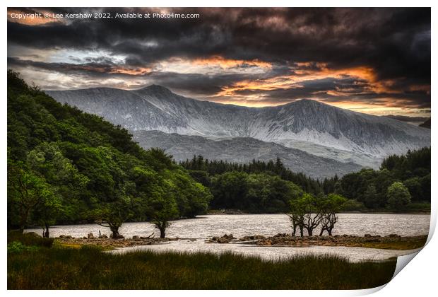 Sunset in Snowdonia Print by Lee Kershaw