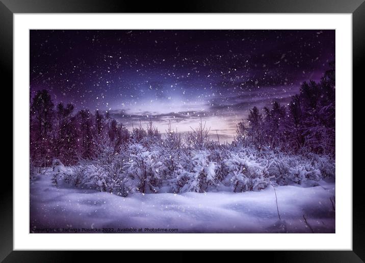 Frosty Night - Finnish Lapland Framed Mounted Print by Jadwiga Piasecka