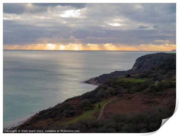 Hastings Country Park Sunset. Print by Mark Ward