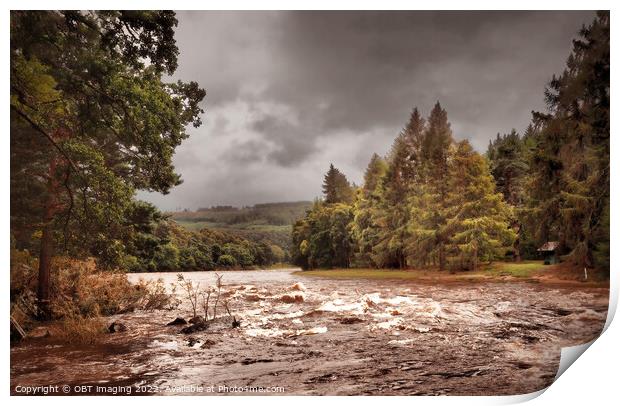 River Rising The River Spey At Tamdhu Speyside Print by OBT imaging