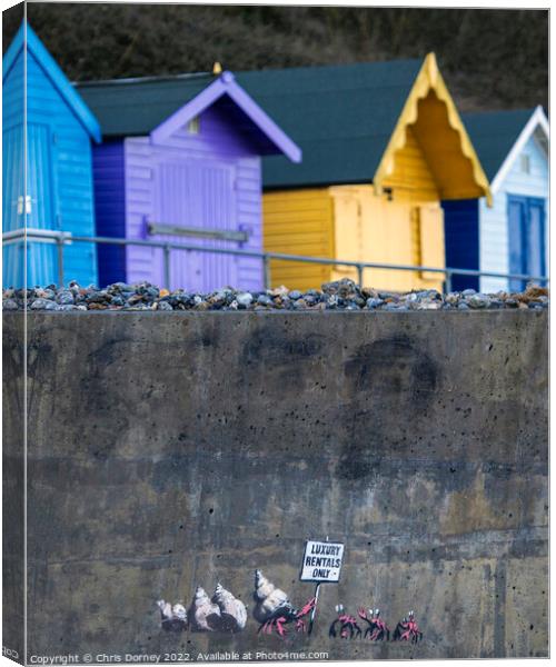 Luxury Rentals Only Graffiti by Banksy in Cromer, Norfolk Canvas Print by Chris Dorney