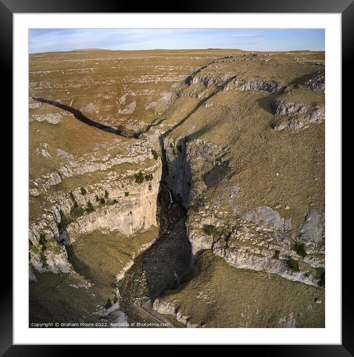 Goredale Scar close high view square Framed Mounted Print by Graham Moore