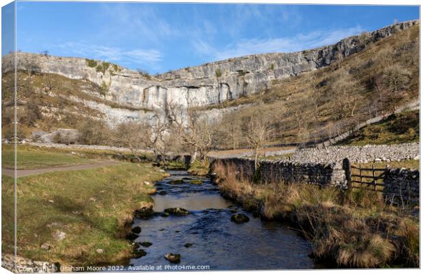 Malham Cove and Malham Beck Canvas Print by Graham Moore