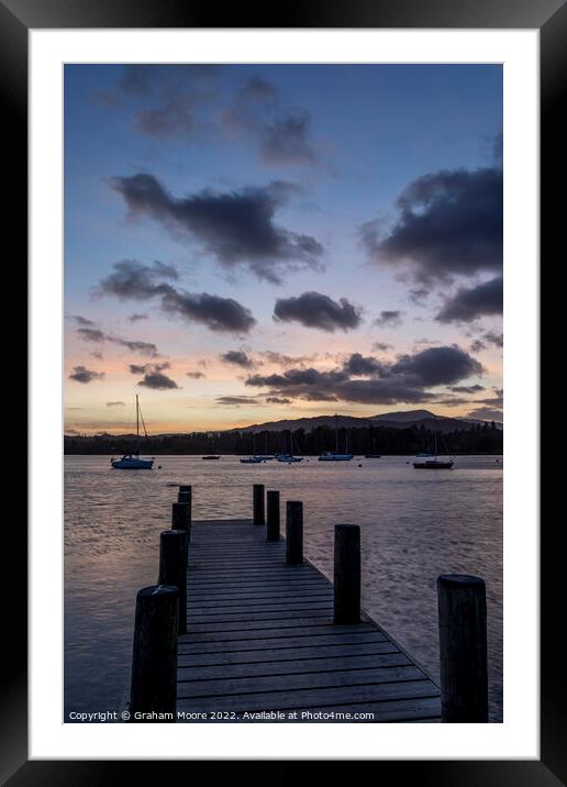 Windermere jetty sunset Framed Mounted Print by Graham Moore