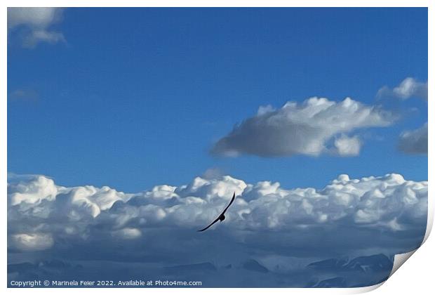 A flight under the clouds Print by Marinela Feier