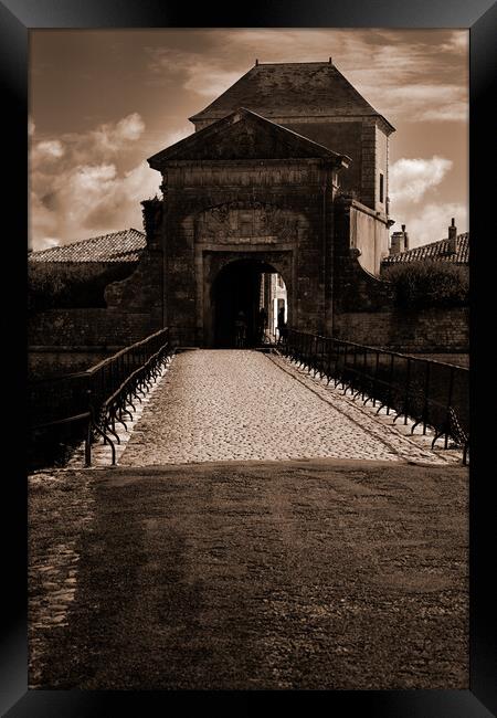 porte des campani in summertime sepia Framed Print by youri Mahieu