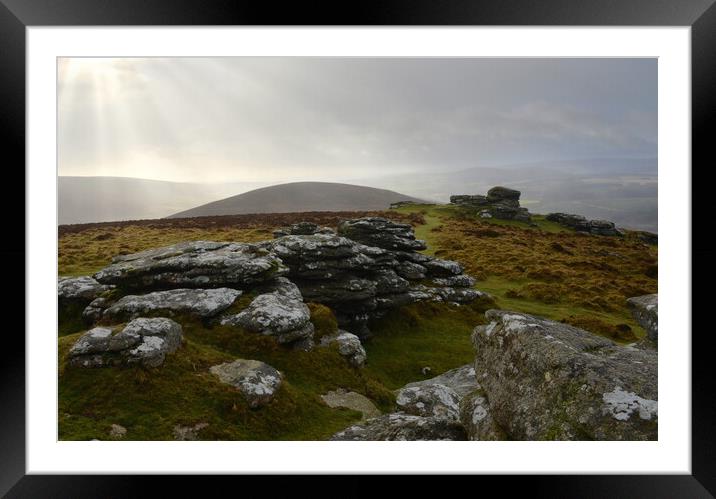 Birch Tor Lightshow Framed Mounted Print by David Neighbour