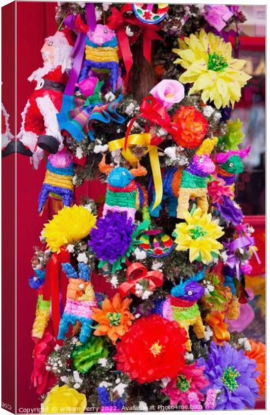 Mexican Christmas Tree Decorations Old San Diego Town California Canvas Print by William Perry