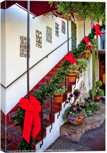 Christmas Decorations Old San Diego California Canvas Print by William Perry