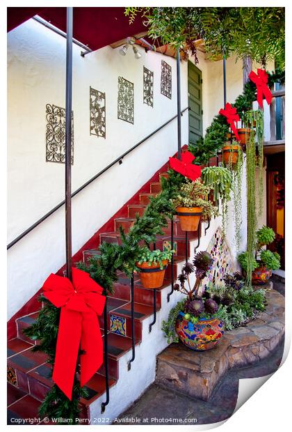 Christmas Decorations Old San Diego California Print by William Perry