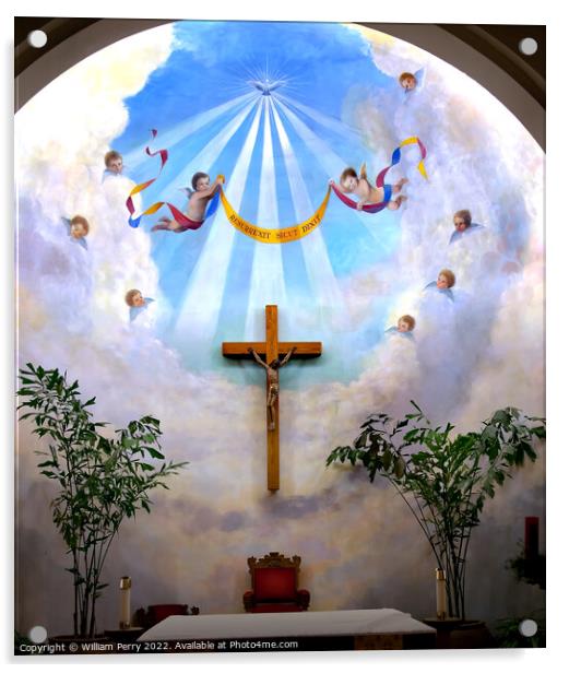 Altar Angels Cross Immaculate Conception Church Old San Diego Acrylic by William Perry