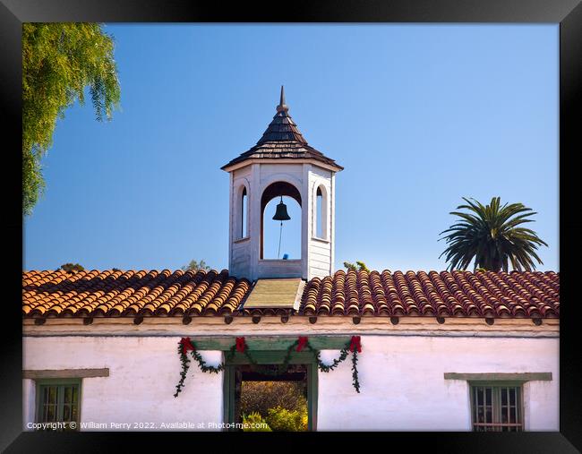 Casa de Estudillo Old San Diego Town Roof Cupola California Framed Print by William Perry