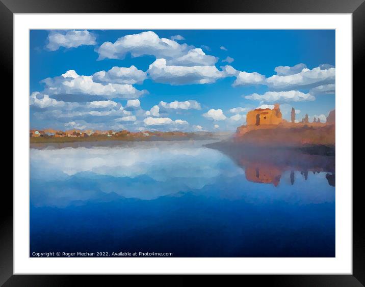 Serene Spanish Church by a Blue Lake Framed Mounted Print by Roger Mechan