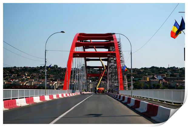 Bridge over the Danube-Black Sea canal  Print by liviu iordache