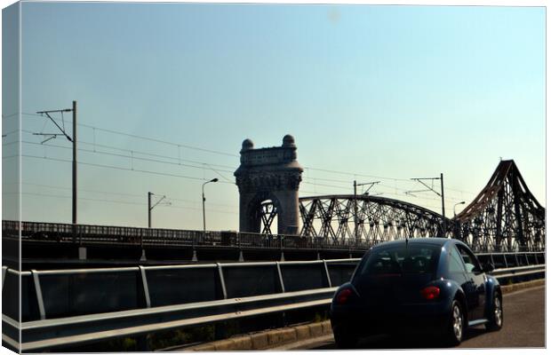 The bridge over the Danube Fetesti-Cernavoda  Canvas Print by liviu iordache