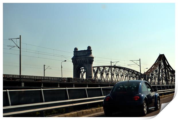 The bridge over the Danube Fetesti-Cernavoda  Print by liviu iordache